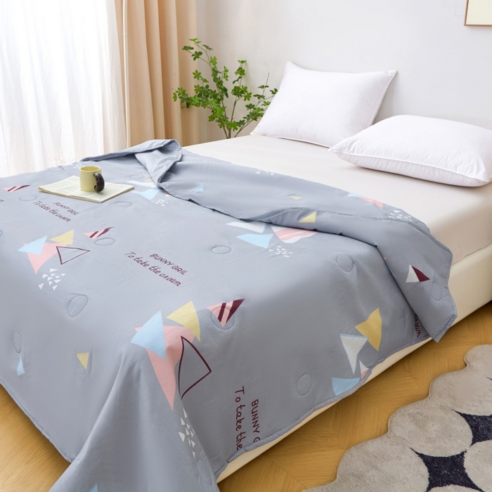 91家纺网 家纺一手货源 找家纺 2025新款亲肤绒礼品夏被窄边 卡思图