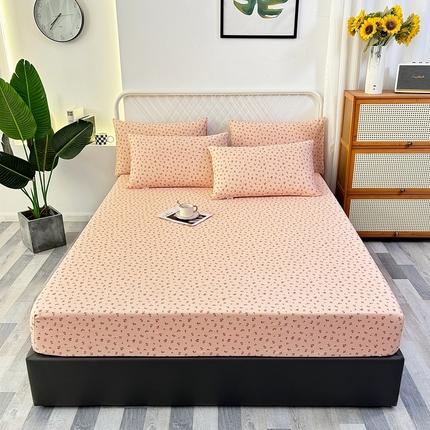 伊而梦蚊帐 2025新款原棉老粗布床笠 粉玫瑰