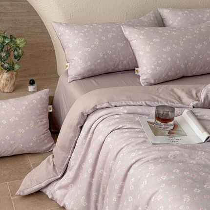 慕晨 2025新款全棉双层纱四件套莱赛尔夏被莱赛尔夏被四件套天丝夏凉被直播 盛世花颜