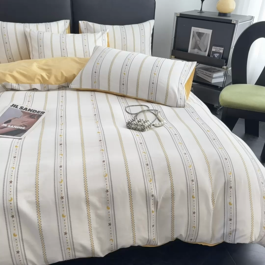 91家纺网 家纺一手货源 找家纺 （总）女子家纺 2025新款A类40支全棉纯棉提花四件套（简川-星辰系列）