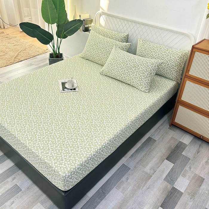 91家纺网 家纺一手货源 找家纺 伊而梦蚊帐 2025新款原棉老粗布床笠 绿棉花