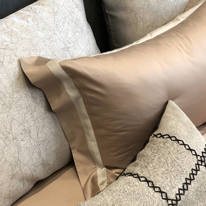 91家纺网 家纺一手货源 找家纺 涞澳家纺 2025新款80天丝棉四件套-凯瑟琳系列 凯瑟琳-摩卡