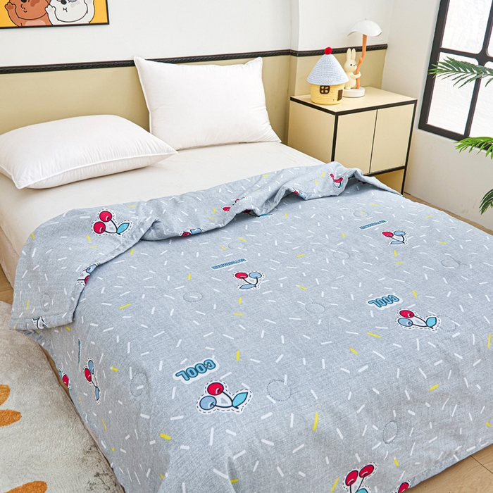 91家纺网 家纺一手货源 找家纺 侨鑫 2025新款亲肤水洗棉夏被宽边 仲夏樱桃