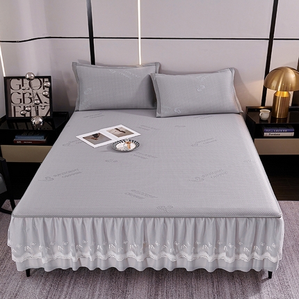 91家纺网 家纺一手货源 找家纺 （总）青雅席业 2025新款7A抗菌母婴级纯乙纶PE刺绣凉感丝 床裙款