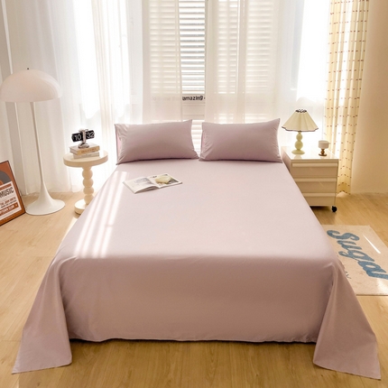 漫时光 2025新款A类40s纯棉水洗棉单品系列-单床单 柔雾粉