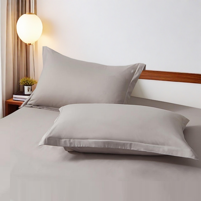 91家纺网 家纺一手货源 找家纺 金喜 2025新款全棉枕套喷气全棉宽边枕套枕头套-优雅系列 优雅-浅银灰