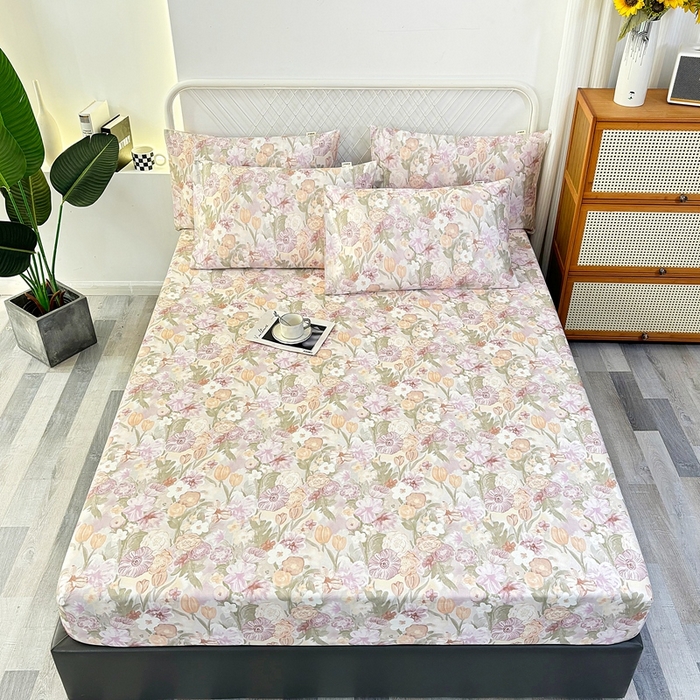 91家纺网 家纺一手货源 找家纺 伊而梦蚊帐 2025新款原棉老粗布床笠 满庭芳