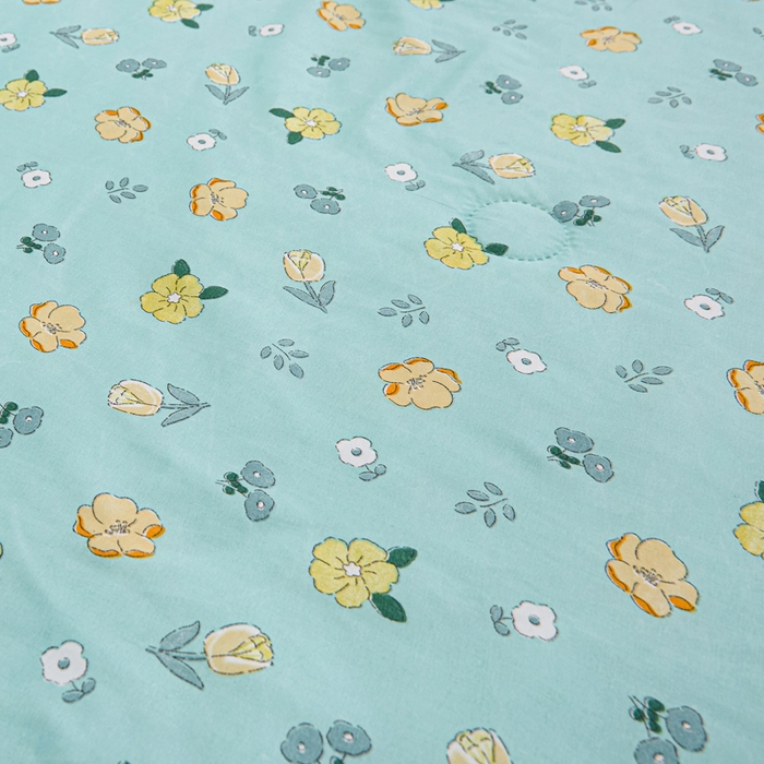 91家纺网 家纺一手货源 找家纺 侨鑫 2025新款亲肤水洗棉夏被宽边 蓝韵花田