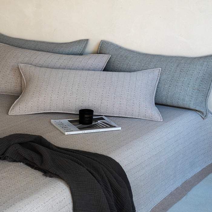 91家纺网 家纺一手货源 找家纺 璞素2025新款全棉色织三层纱床盖三件套-摩卡 摩卡咖