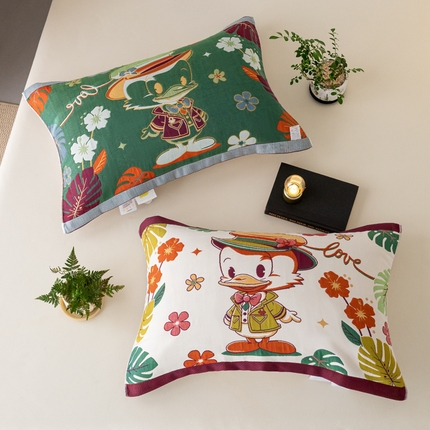 2025新款全棉八层纱枕巾情侣枕巾 可爱鸭