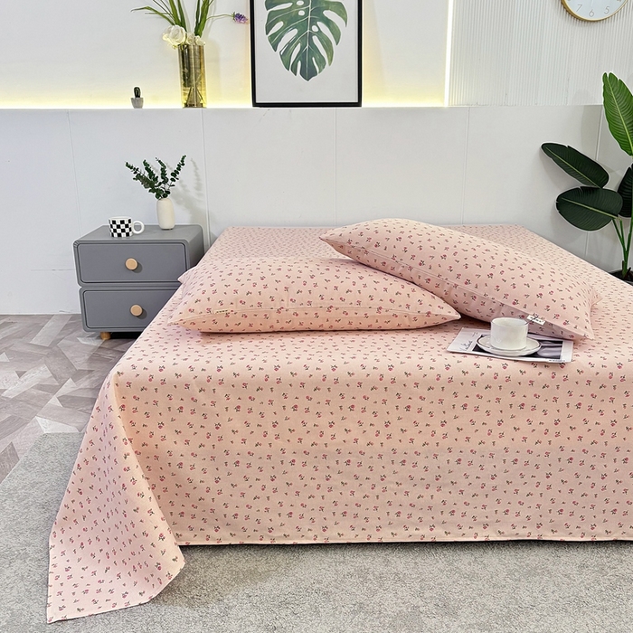 91家纺网 家纺一手货源 找家纺 伊而梦蚊帐 2025新款原棉老粗布床单 粉玫瑰