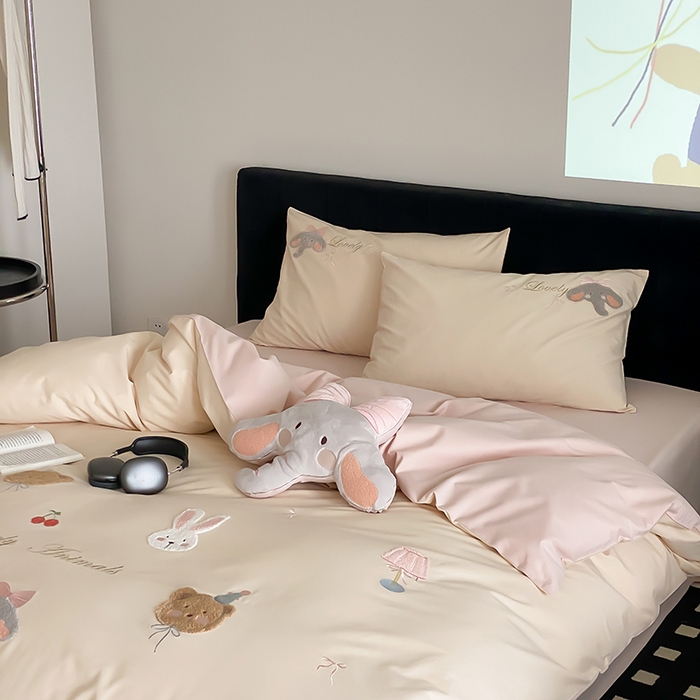 91家纺网 家纺一手货源 找家纺 （总）鹿班家居 2025新品四季款100S长绒棉四件套-欢乐象【标准会员-20元】