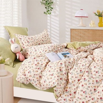 91家纺网 家纺一手货源 找家纺 （总）畅畅家纺 2025新款春夏活性小清新印花云锦棉四件套