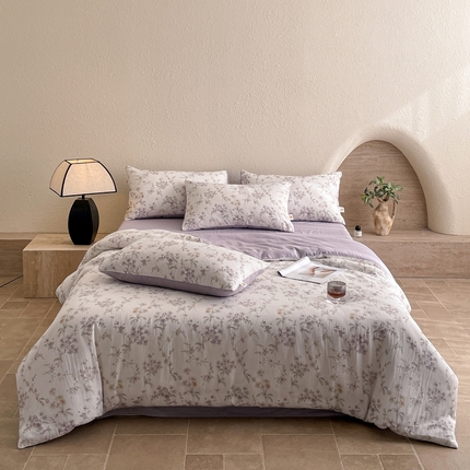 91家纺网 家纺一手货源 找家纺 （总）慕晨 2025新款全棉双层纱四件套莱赛尔纯棉莱赛尔四件套天丝夏季凉感直播