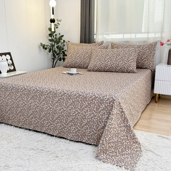 91家纺网 家纺一手货源 找家纺 伊而梦蚊帐 2025新款A类老粗布抗菌床单 秋蕊香-咖