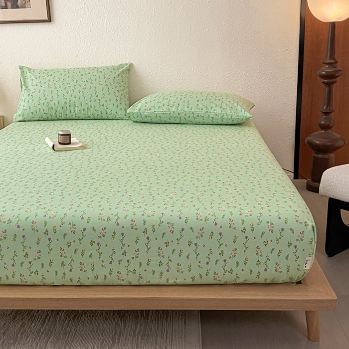 91家纺网 家纺一手货源 找家纺 九亭家纺 2025新款A类全棉老粗布单床笠 初夏