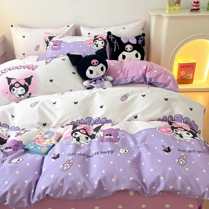 91家纺网 家纺一手货源 找家纺 暮思家居 2025新款正版授权三丽鸥全棉四件套系列四件套 美美库洛米