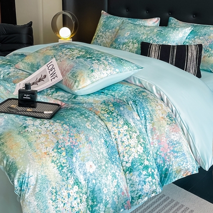 91家纺网 家纺一手货源 找家纺 （总）梦幻之城 2025新款水洗真丝数码印花简易款四件套