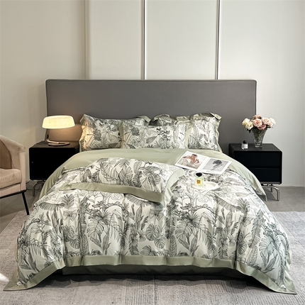 91家纺网 家纺一手货源 找家纺 （总）笙意家纺 2025新款水洗冰丝数码印花宽边四件套