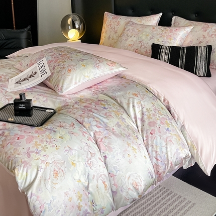 91家纺网 家纺一手货源 找家纺 （总）梦幻之城 2025新款水洗真丝数码印花简易款四件套