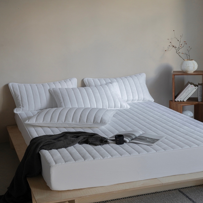 91家纺网 家纺一手货源 找家纺 璞素2025新款全棉纯棉三层纱床笠-空谷 ：幽兰 幽兰