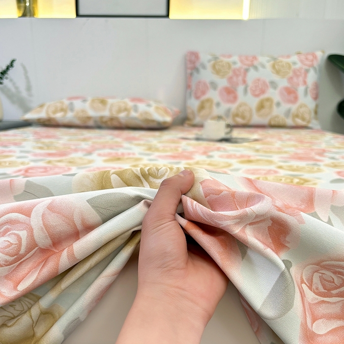 91家纺网 家纺一手货源 找家纺 伊而梦蚊帐 2025新款原棉老粗布床单 画屏春