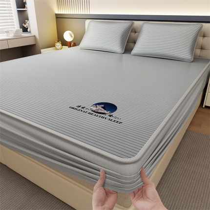 91家纺网 家纺一手货源 找家纺 （总）鑫姿 2025新款5A抗菌A类冰丝凉席-条纹款