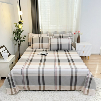 伊而梦蚊帐 2025新款A类老粗布抗菌床单 时尚格-咖