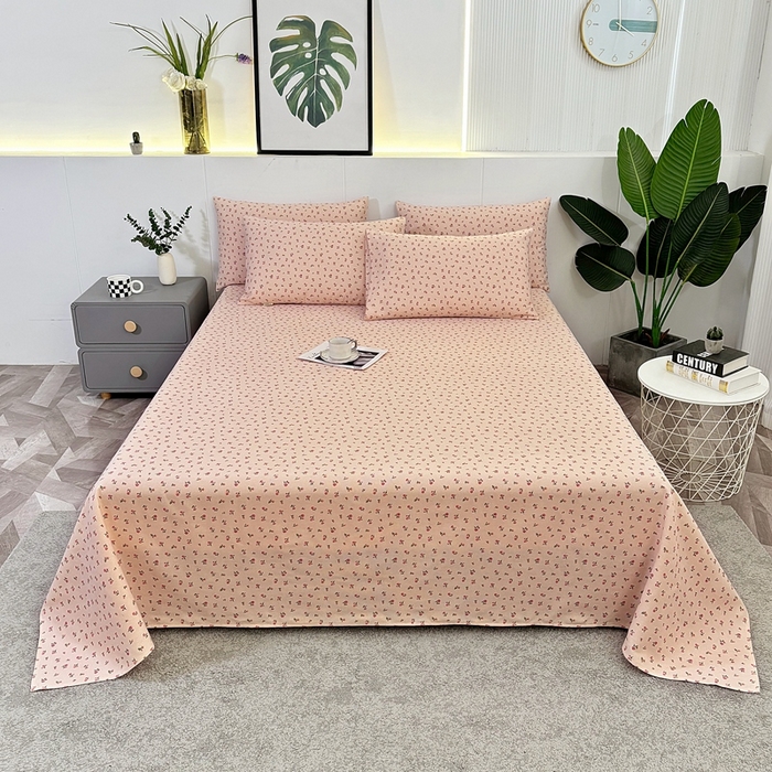 91家纺网 家纺一手货源 找家纺 伊而梦蚊帐 2025新款原棉老粗布床单 粉玫瑰