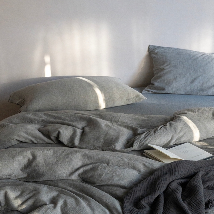 91家纺网 家纺一手货源 找家纺 （总）璞素2025新款全棉色织三层纱四件套-素简