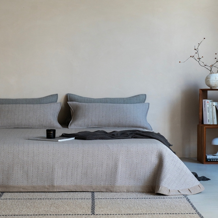 91家纺网 家纺一手货源 找家纺 璞素2025新款全棉色织三层纱床盖三件套-摩卡 摩卡咖