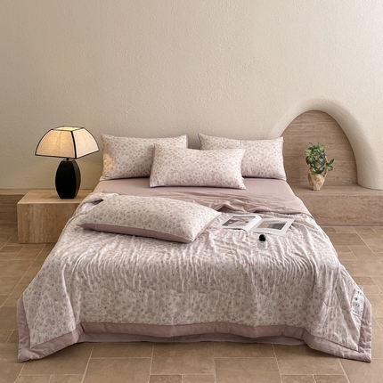 慕晨 2025新款全棉双层纱四件套莱赛尔夏被莱赛尔夏被四件套天丝夏凉被直播 繁时