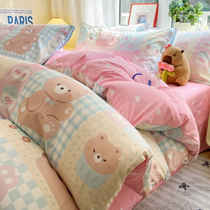 盛秋家纺 2025新款卡通单被套 萌宠乐园+粉爱心
