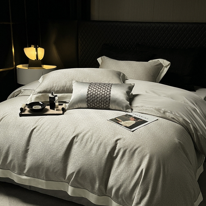 91家纺网 家纺一手货源 找家纺 涞澳家纺 2025新款天丝棉色织提花四件套 丝蕴-绿