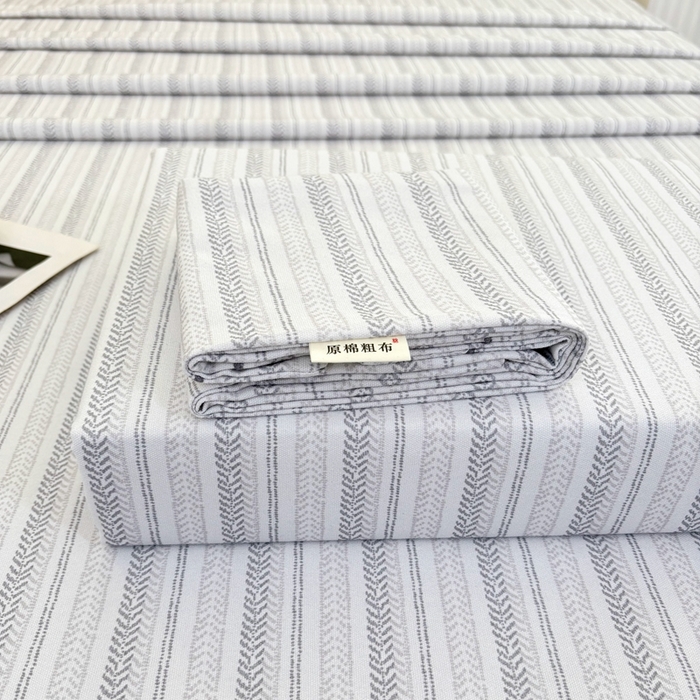 91家纺网 家纺一手货源 找家纺 伊而梦蚊帐 2025新款A类老粗布抗菌床单 麻花条-灰
