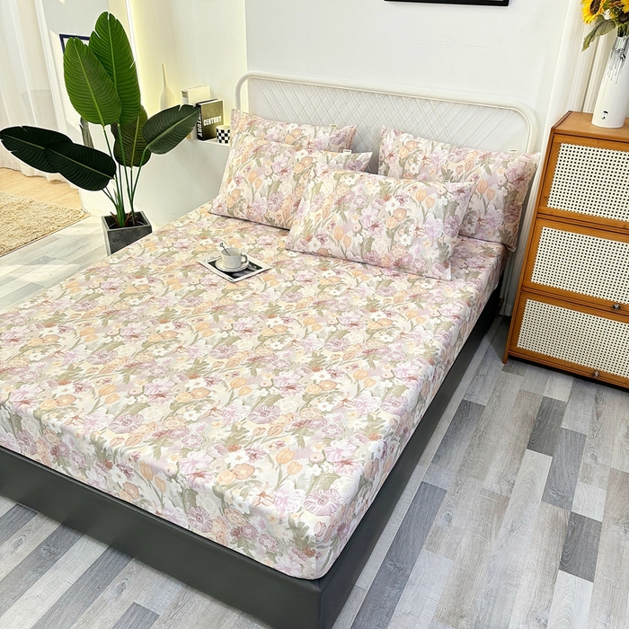 91家纺网 家纺一手货源 找家纺 伊而梦蚊帐 2025新款原棉老粗布床笠 满庭芳