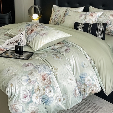 91家纺网 家纺一手货源 找家纺 （总）梦幻之城 2025新款水洗真丝数码印花简易款四件套