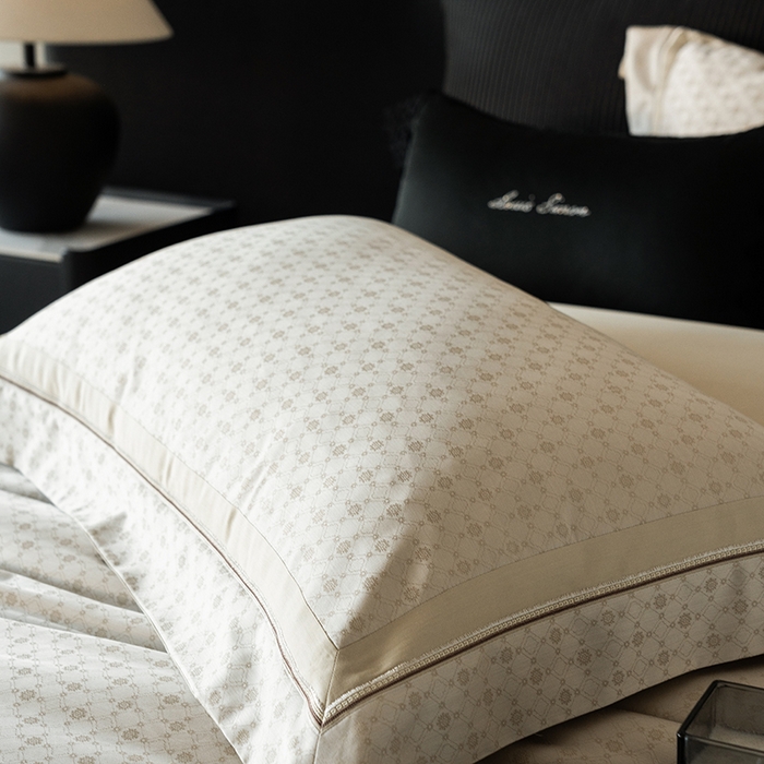 91家纺网 家纺一手货源 找家纺 涞澳家纺 2025新款天丝棉色织提花四件套 米娅-金