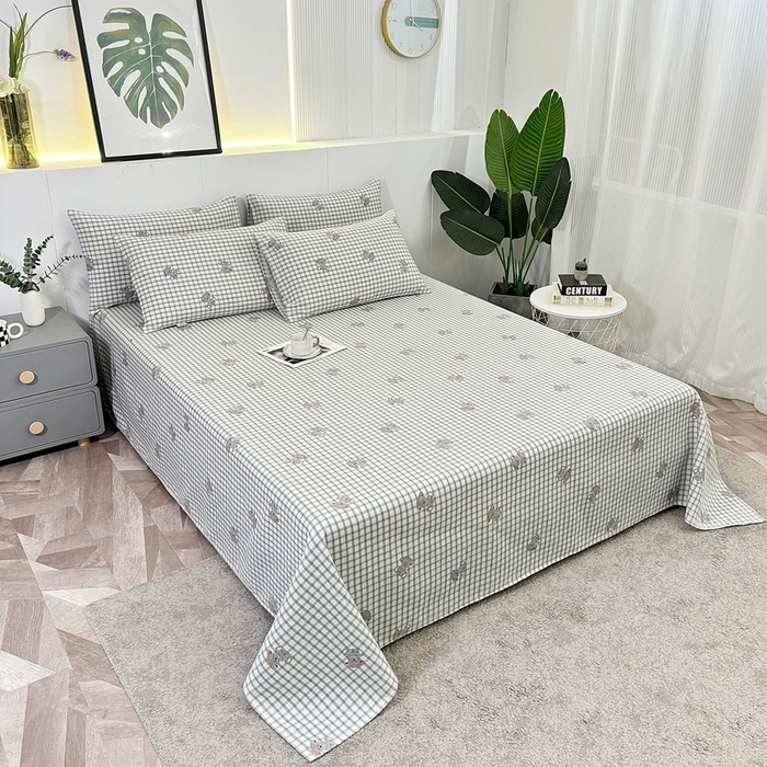 91家纺网 家纺一手货源 找家纺 伊而梦蚊帐 2025新款原棉老粗布床单 方格狗