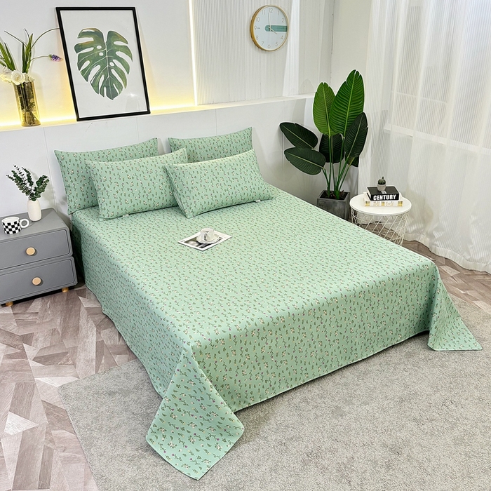 91家纺网 家纺一手货源 找家纺 伊而梦蚊帐 2025新款原棉老粗布床单 绿满园