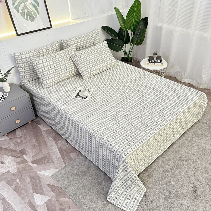 91家纺网 家纺一手货源 找家纺 伊而梦蚊帐 2025新款原棉老粗布床单 兰花条