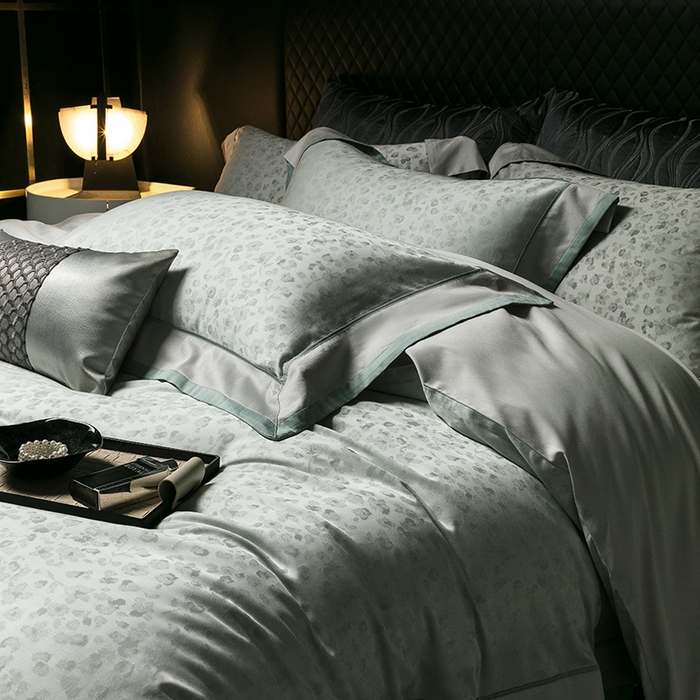 91家纺网 家纺一手货源 找家纺 涞澳家纺 2025新款天丝棉色织提花四件套 凌烟-绿