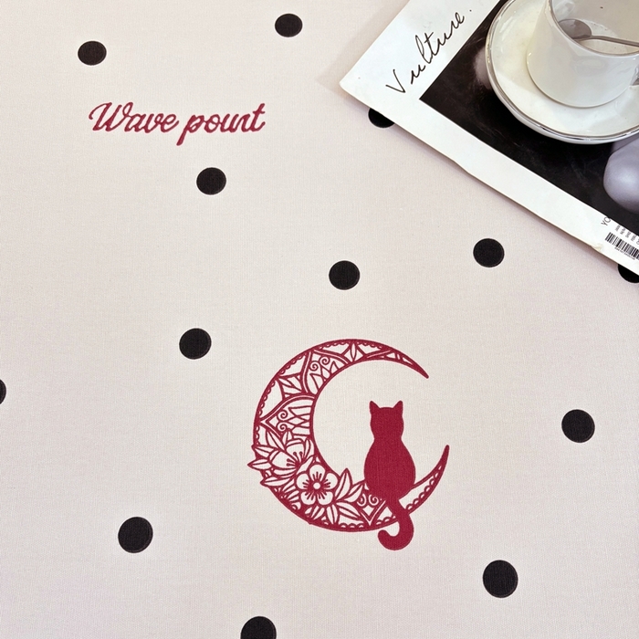 91家纺网 家纺一手货源 找家纺 伊而梦蚊帐 2025新款A类老粗布抗菌床单 波点猫-红