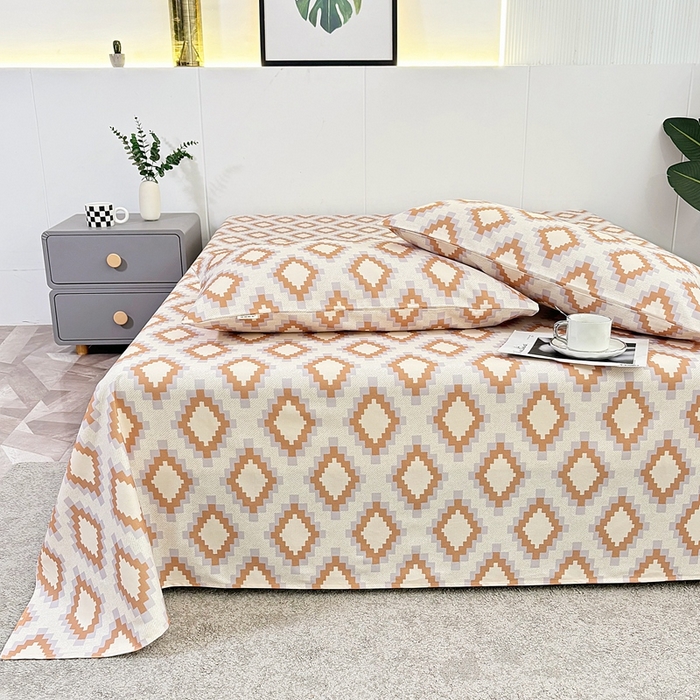 91家纺网 家纺一手货源 找家纺 伊而梦蚊帐 2025新款原棉老粗布床单 菱格棕