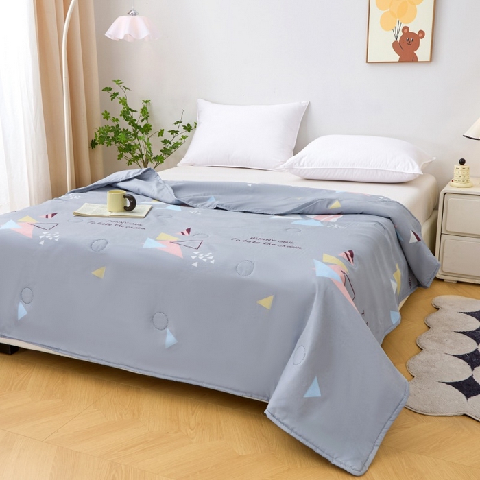 91家纺网 家纺一手货源 找家纺 2025新款亲肤绒礼品夏被窄边 卡思图