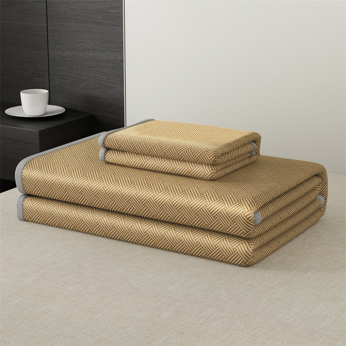 91家纺网 家纺一手货源 找家纺 鑫姿 2025新款5A抗菌A类冰丝凉席-饼干花熊猫款 床笠-熊猫-棕色