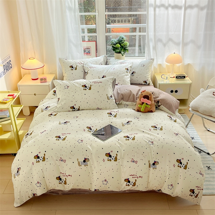 91家纺网 家纺一手货源 找家纺 盛秋家纺 2025新款卡通单被套 腊肠狗+猫爪