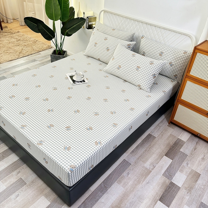 91家纺网 家纺一手货源 找家纺 伊而梦蚊帐 2025新款原棉老粗布床笠 方格狗