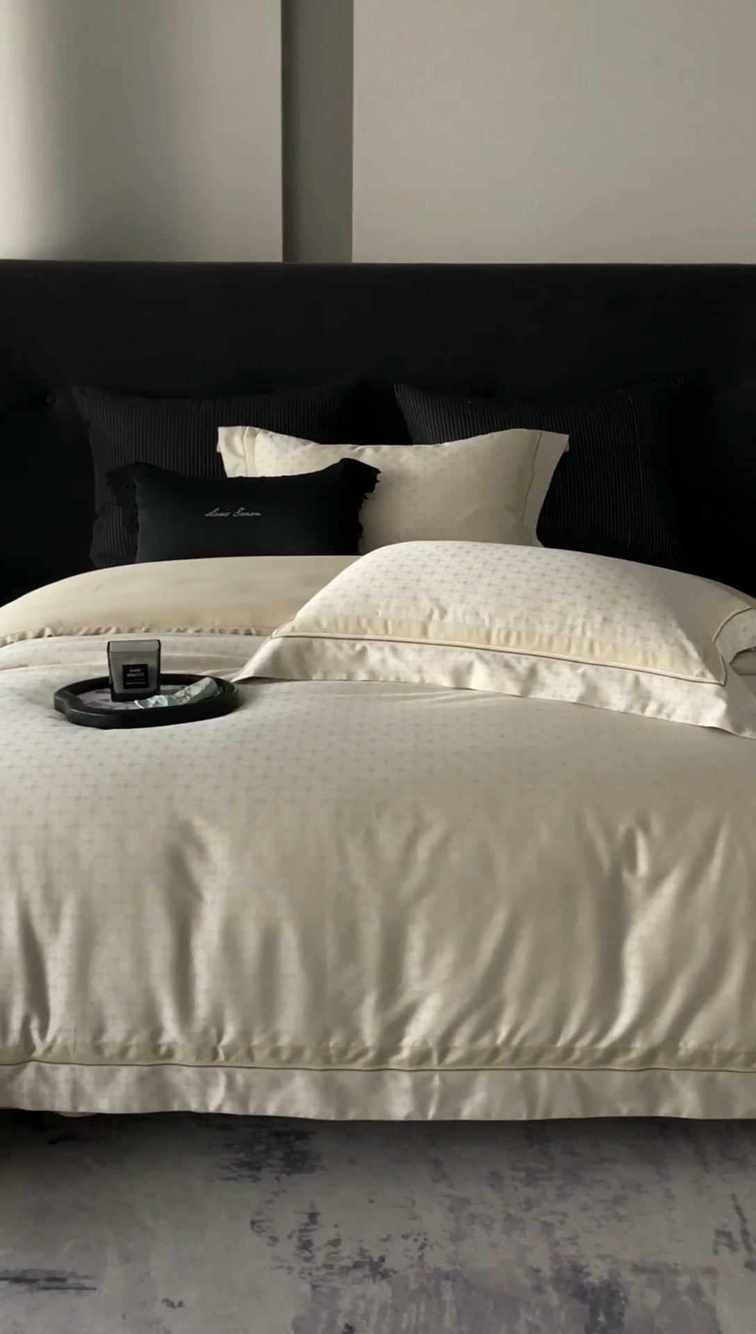 91家纺网 家纺一手货源 找家纺 涞澳家纺 2025新款天丝棉色织提花四件套 米娅-金