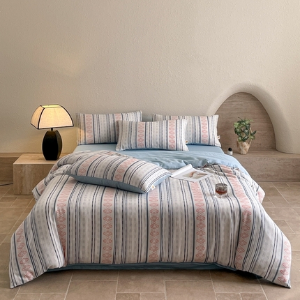 91家纺网 家纺一手货源 找家纺 （总）慕晨 2025新款全棉双层纱四件套莱赛尔纯棉莱赛尔四件套天丝夏季凉感直播